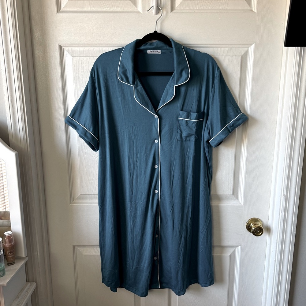 Teal Blue Short Sleeve Nightgown